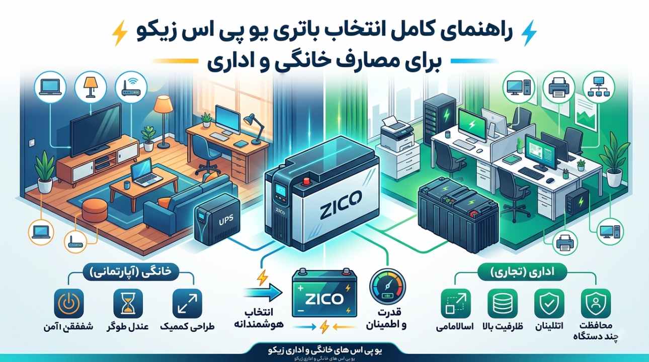 راهنمای کامل انتخاب باتری یو پی اس زیکو برای مصارف خانگی و اداری