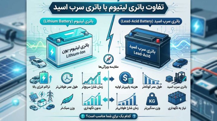 تفاوت باتری لیتیوم با باتری سرب اسید