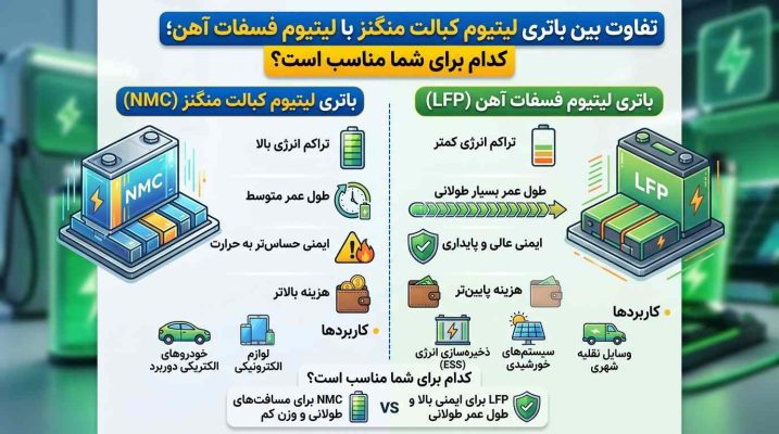 تفاوت بین باتری لیتیوم کبالت منگنز با لیتیوم فسفات آهن
