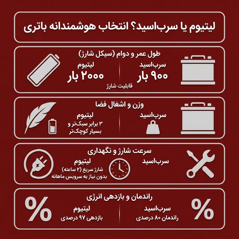 شباهت‌های باتری لیتیوم و باتری سرب اسید