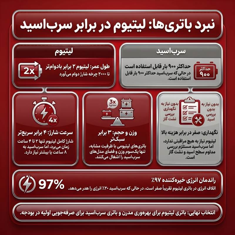 مزایا و معایب باتری سرب اسید و باتری لیتیوم
