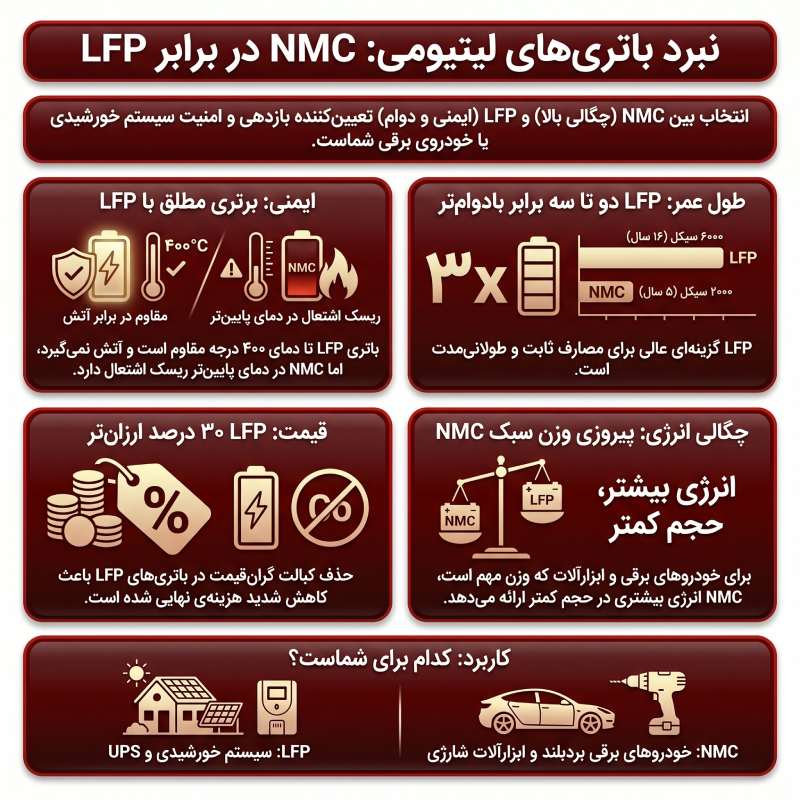 مهم‌ترین تفاوت بین باتری لیتیوم کبالت منگنز با لیتیوم فسفات آهن